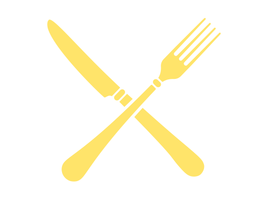 Crossed fork and knife